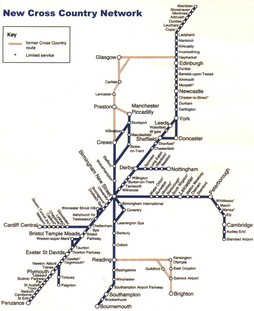 Cross Country train / rail maps